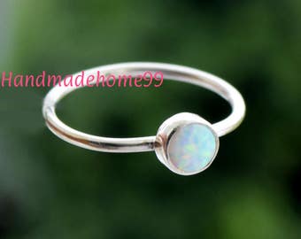 White Opal Ring - Sterling Silver - Opal Gemstone Stackable Rings - Gemstone Rings for women -Dainty Ring,Girls Ring, Gift Ring,