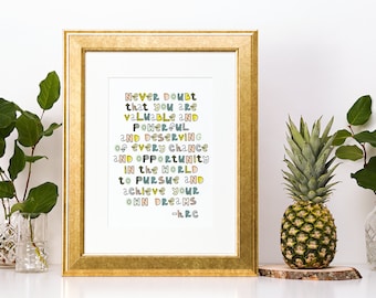 SALE- Hillary Clinton Quote- Message to Girls- Poster 11x17