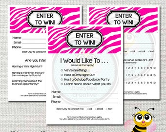 PINK ZEBRA | Enter to Win | Door Prize | Drawing Slip Raffle Ticket | Guest Survey | Contest Prize | Direct Sales | Vendor Event Show