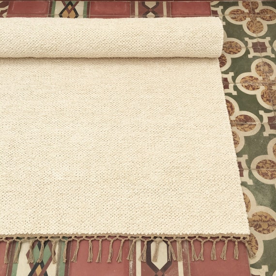 Cream and Gold Fleck Handwoven Rug Flatweave / Kilim