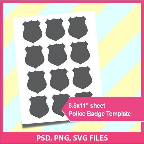 Police Badge Template Police Badge CupCake Topper Instant Police Badge Template Police Badge CupCake Topper Instant