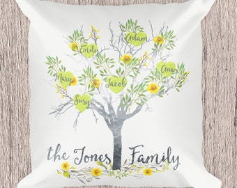 Personalized Family Tree Pillow - Anniversary Gift - Custom Decorative Family Tree Pillow - Living - Throw Pillow - Family Name Gift