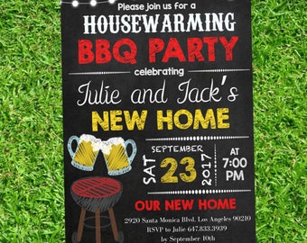 Chalkboard House warming BBQ party printable - Housewarming BBQ party invitation - Housewarming Downloadable #DPI1243