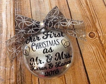 Our First Christmas Ornament, Wedding Ornament, Mr and Mrs Ornament, Gift For Her, Keepsake Ornament, Christmas Gift, Couple Gift