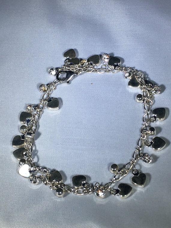 Silver chain bracelet with heart charm Clearance
