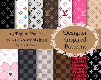 13 Digital Paper Backgrounds - Designer Inspired Patterns - Instant Download #63