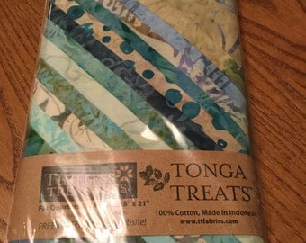 Tonga Treat Fat Quarter Bundle, Surf, Greens Aquas, Tans Fabric Batik