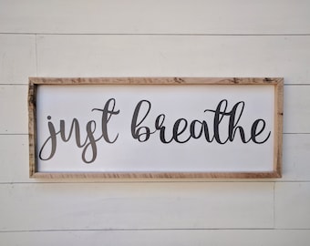 Just breathe sign | Etsy