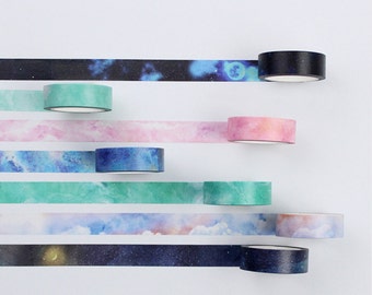 Starry Galaxy Japanese Washi Tape, Masking Tape, Scrapbooking Stickers, Planner Stickers - WT330