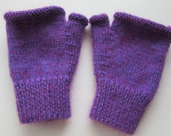 Supersoft hand knitted fingerless mitts - size S/M