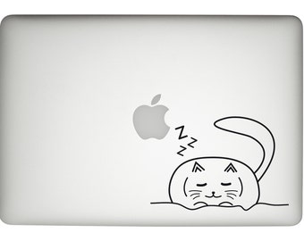 cat decal, cat macbook pro decal, cat laptop sticker, macbook pro sticker, cat lover gift, cat sleeping Decal, fun macbook pro sticker, cat