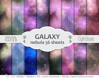 Galaxy Digital Paper,Galaxy art,Stars and Galaxies sky digital paper pack,Milky Way Nebulae space art,starry skies background,commercial use