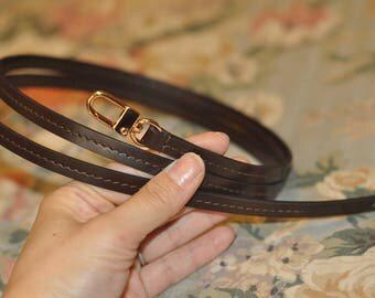 Mcraft coated dark brown leather cross body strap for Louis Vuitton damier ebene pochette NM Eva Favotite PM MM