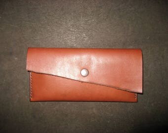 Handstitched leather pencil case, pen holder, tan or dark tan, pen pouch; vegetable-tanned leather, gift for Mum; small accessories