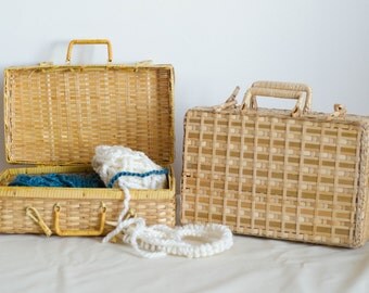 Rattan / Wicker boxes with handles / Handbag