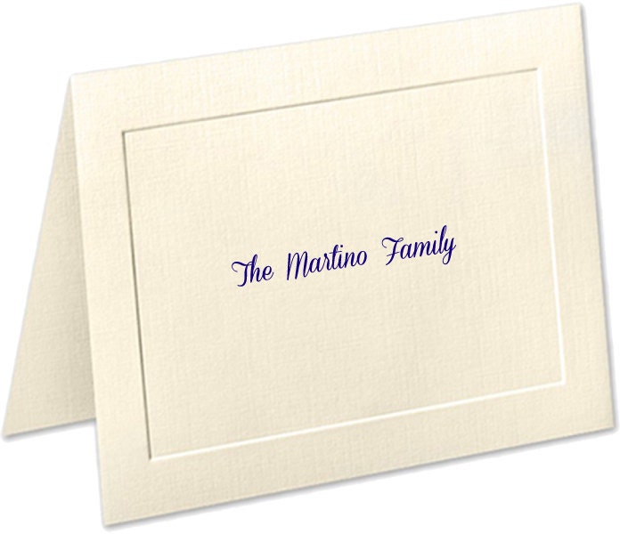 Family Personalized Stationery Embossed Panel Linen Finish