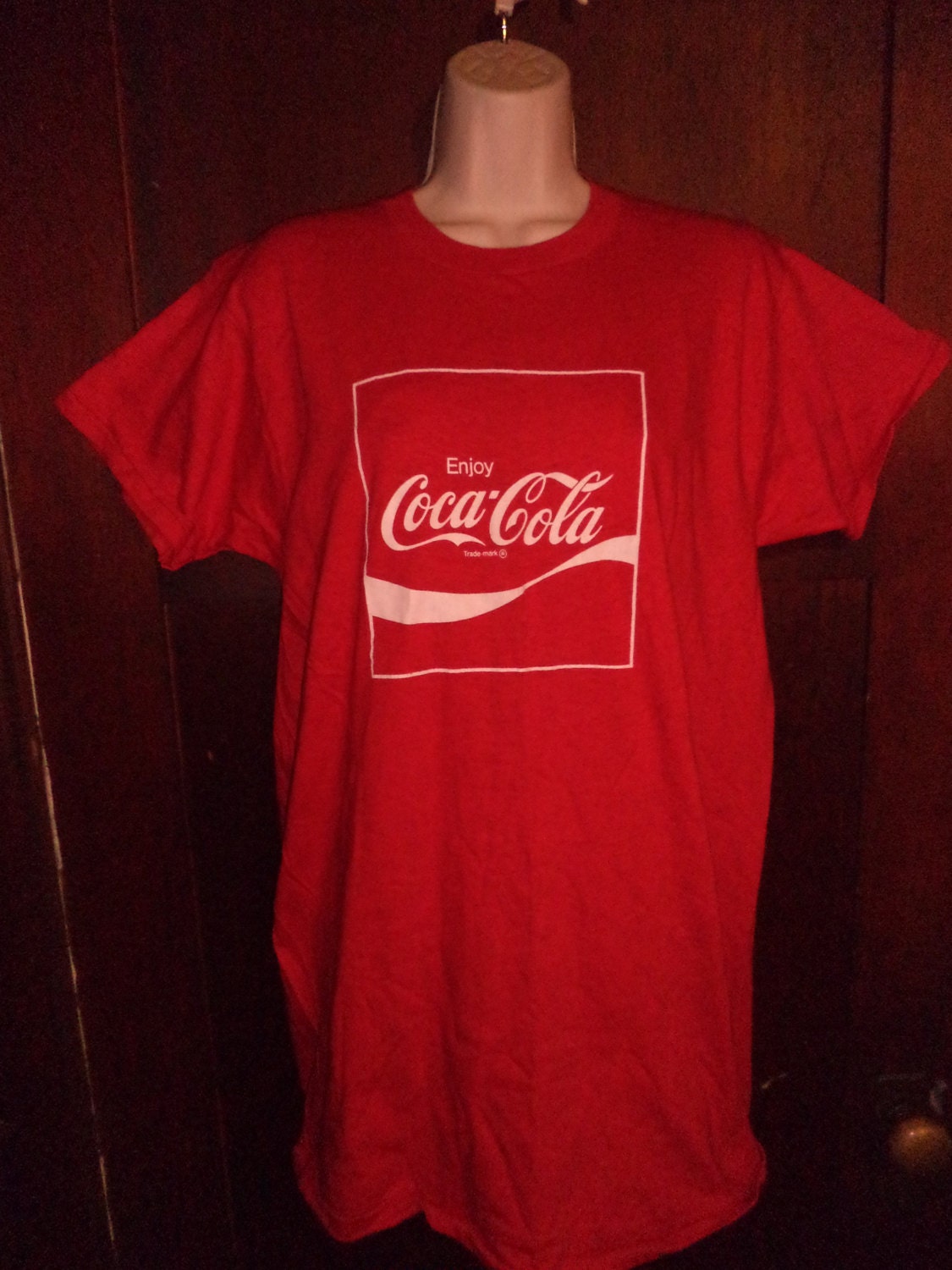 1970 SQUARE COKE Coca Cola Red Shirt Xl Made In the USA