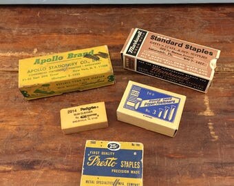 Lot Vintage Office Supplies, Office Supply, Markwell Staples, Apollo, Gum Cleaner, GXO Brads Presto, Vintage Supplies, Old Retro Desk, 1950s