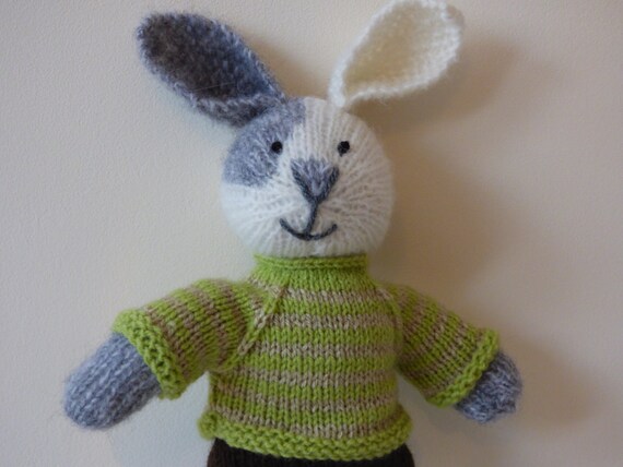 Hand Knitted Bunny Rabbit Knitted Rabbit by TabbyCatCraftsShop