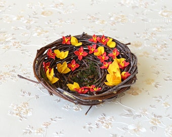 Ring Bearer Pillow Bird Nest Boho Orange Wedding Nest Woodland Autumn wedding bridal accessory Romantic ring holder Wedding bearer pillow