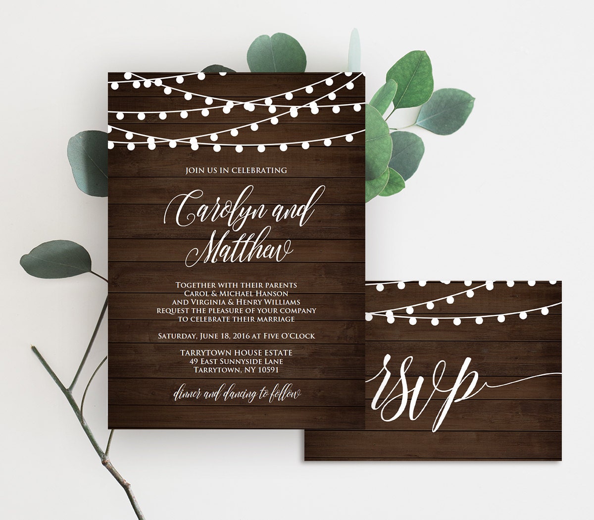 Wedding Invitation Template Printable Rustic Wood String