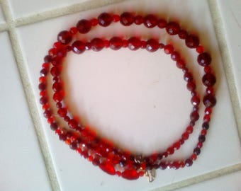 NECKLACE 18 Or 24 inch Old RED Glass crystal beads Czech Austrian old beads Or Chinese Old Art glass beads 3 different ship worldwide