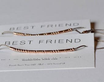 Best Friend Bracelet Set / 2 Matching Rose Gold Morse Code Bracelets / BFF Gift Friendship Bracelets / Best Friends Set / Friendship Gift