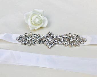 Wedding belt, bridal belt, sash, wedding dress belt, rhinestone appliqué, Ivory ribbon, wedding accessories, bridal accessories
