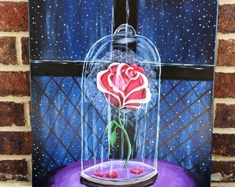 Disney Beauty and the beast rose painting