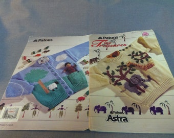 Knitting Patterns, Childrens Sweaters Size 18 mos to 6 years, Tiny Treasures Patons Book 697