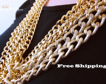 gold chain necklace modern jewelry gift layering necklace hip hop necklace statement necklace bling necklace charm necklace golden necklace