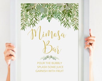 Greenery Bridal Shower Printable, Mimosa Bar Sign , Gold Bridal Shower Decor, Greenery Wedding, Garden Wedding Printable IDWS604_55S