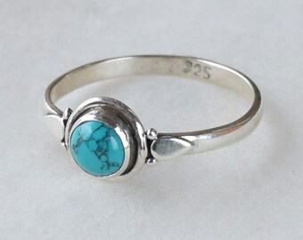 Turquoise Ring, Turquoise Stone Ring, Turquoise Silver Ring, Stacking Rings, Bohemian Ring, Size 2,3,4,5,6,7,8,9,10,11,12