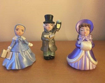 Holland Mold Hand-Painted Ceramic Christmas Carolers - Set of 3
