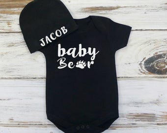 Personalized Baby Onesie ,Baby Bear Onesie and Hat set ,Baby Shower Gift , Newborn Baby Onesie