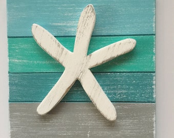 Starfish Beach Wall Art Beach House Decor Beach Art Wooden beach Art Starfish Wall Art Beach Sign Home Decor Coastal Bathroom Nursery