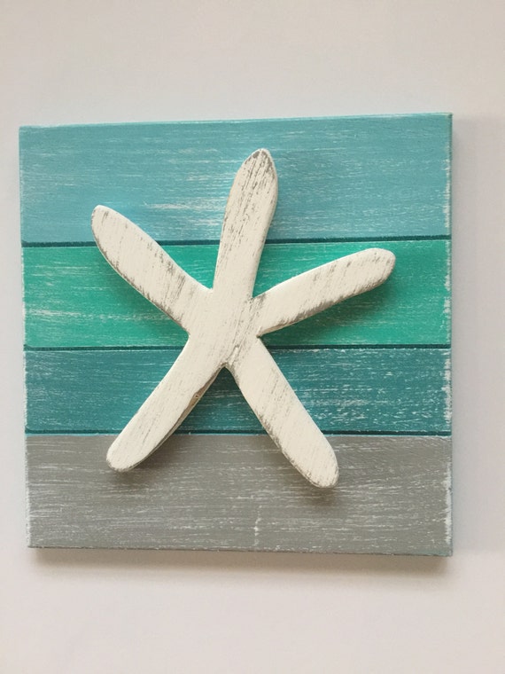 Starfish Beach Wall Art Beach House Decor Beach Art Wooden