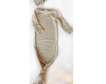 Knotted gown + headband combo / cute baby gown /cute baby clothes /baby clothes set