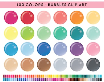 100 Bubbles Clipart, Commercial use, PNG, Digital clip art, Digital images, Rainbow digital scrapbooking clip art, translucent bubble, orbs