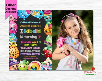 Shopkins Birthday Invitation, Shopkins Invitation, Shopkins Photo Invitation, Birthday Party, Personalize Printable Invitation