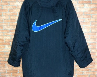 Rare!!! Vintage Nike Parka Hoodie Bomber Jacket Vtg Nike Big Swoosh Embroidery L size