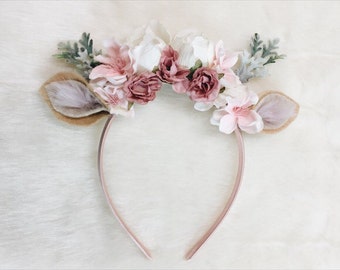 Forest Fawn Floral Crown Headband, photography prop, special occasion, first birthday