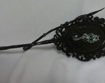 Death Eater Mirror Wand and Wand Lipstick Brush (harry potter inspired)