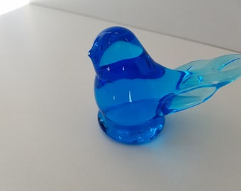 Handblown Glass Bluebird of Happiness signed by Leo Ward
