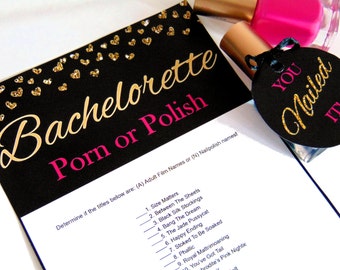 Porn or Polish - Bachelorette Party Game - Favour Tags - Bachelorette Games - Hens Night - Nail Polish Tags - Bachelorette Party Games