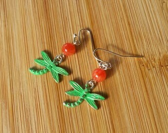 Hand Painted Dragonfly Earrings