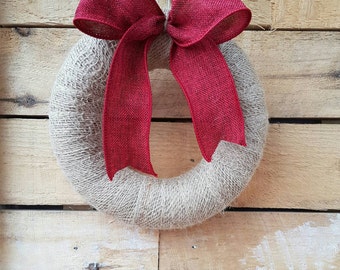 Christmas Wreath - Jute Wreath - Rustic Wreath - Burlap Wreath