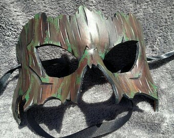 Small Handmade Handpainted Real Leather Forest Spirit Mask