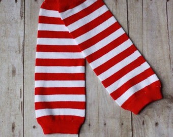 Red and White striped leg warmers Baby Boy Leg Warmers Circus Boy Leg Warmers