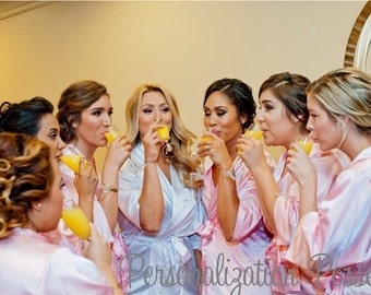 Satin Robe With No Personalization, Bridesmaid Robes, Wedding Party Robes, Bride Robes, Satin Kimono Robes, Bridal Party Robes, 35 Colors!